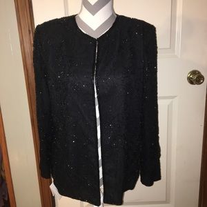 LAURENCE KAZAR | NWT | Black beaded sequin jacket